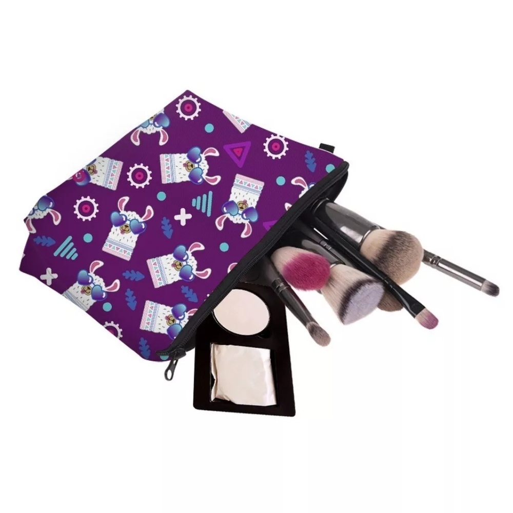 Purple Llama With Sunglasses Cosmetic Bag - Picture 3 of 3